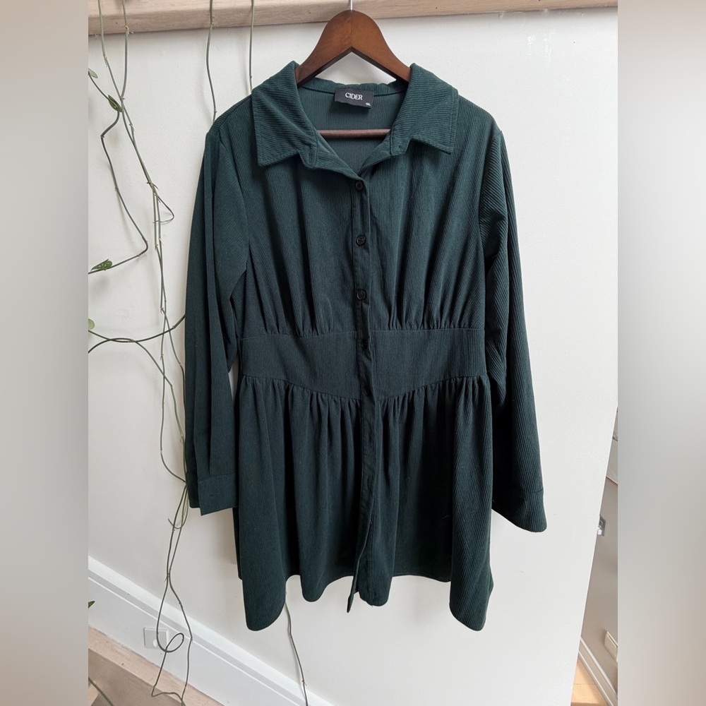 Cider Forest Green Collared Dress